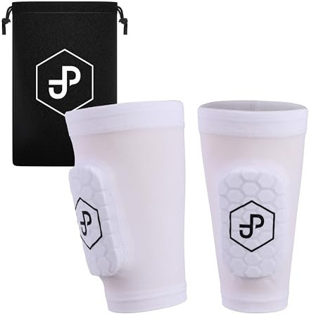 JDP Premium 3in1 Schienbeinschoner, Strumpf mit integriertem Schienbeinschoner Fußball Herren, Schienbeinschoner inkl. Fußballstutzen, Schienbeinschoner Kinder Fussball, Schienbeinschoner Kinder weiß