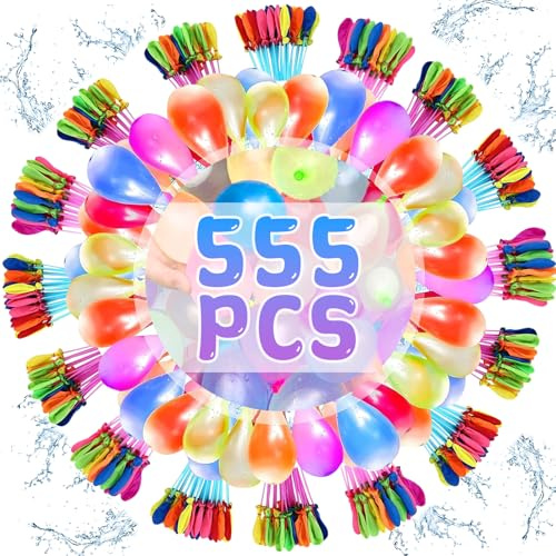 555 Stück Wasserbomben Selbstschließend, Schnell Befüllbarer Wasserbombems, Bunt Gemischt Wasser Luftballons, Biologisch Abbaubare Cluster Wasserballons Für Wasser Spiele, Strand Party