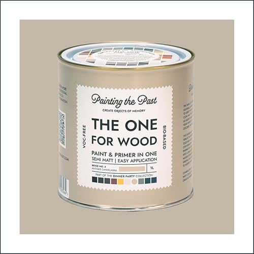 The One for Wood Paint & Primer 1L Beige No. 4 Antique Candelabra | Semi Matt Finish, Bio-Based & VOC-Free Formula for Wooden Furniture & Surfaces | Durable & Easy Indoor Home Decorating