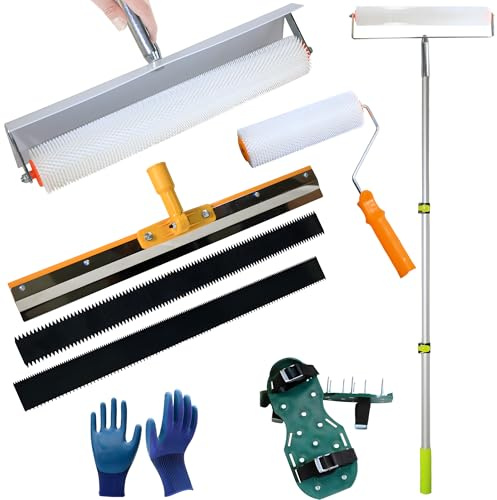 Self Leveling Cement Tool Kit, Epoxy Floor Kit, Self Leveling Rake Spike Shoes for Epoxy Floors, Spike Roller for Self Leveling, Floor Leveling Tools, 60-140cm
