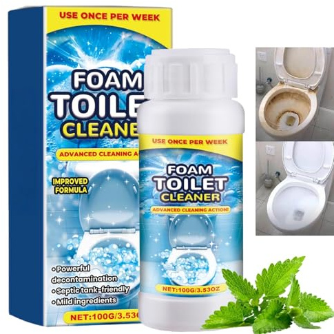 100g Toilet Cleaning Powder&Descaler Heavy Duty Limescale Remover,Foaming Toilet Bowl Cleaner for Hard Stains,Fizzy Foam Toilet Stain Remover to Remove Brown Scale,Fresh Scent Quick Deep Cleaning