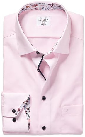 Marvelis Chemise d'affaires homme manches longues 720014, Couleur unie, Coupe moderne, New Kent, 43