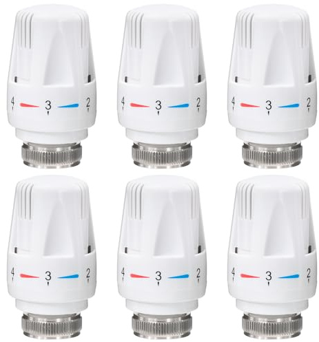 Valve Technik Thermostatkopf Heizkörperventil für Gewinde M30x1.5 (6 Stück) | Thermostatkopf Heizungsthermostat Heizkörperthermostat Heizungsregler für Büro und Zuhause