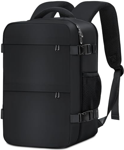 Cmezevi Reiserucksack 24L 40x30x20 cm, Flugzeug Handgepäck Kompatibel Ryanair/EasyJet, 15,6-Zoll Laptop Rucksack, Leichter Kabinenrucksack mit Trolley-Sleeve, für Business, Schule, Reisen - Schwarz