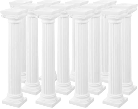 Tofficu 12 Stück Teiliges Mini römische Säulen Dekosäulen Weiß Mittelgroß Klassische Architektur Skulpturen Vielseitig für Hochzeit Tisch Garten und Aquarium