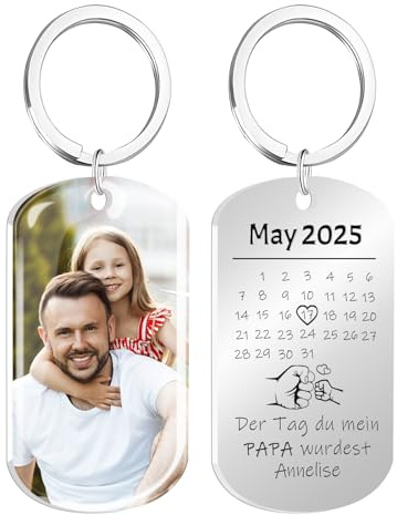 HOBULL Schlüsselanhänger Personalisiert Foto Datum, Personalisierte Geschenke für Männer Frauen - Perfekt Valentinstag Geburtstag Jahrestag Geschenk für ihn & sie