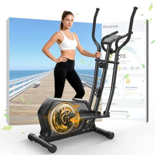 3-in-1 Crosstrainer für Zuhause mit 16-Stufen Widerstand,6KG Schwungrad | Ultraleiser Ellipsentrainer Magnetisch mit LCD Monitor, Wasserflaschen-und Gerätehalter, Belastbar Bis 287LBS, App Compatibel