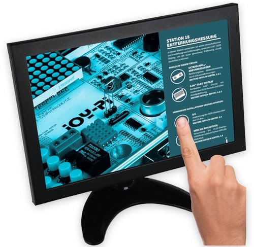 Joy-It 10 Touch-Display für RPi inkl. Metallhülle und Ständer (HDMI/VGA/BNC/AV), RB-LCD-10-2, Schwarz