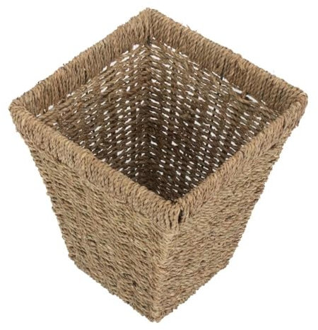 Red Hamper Seagrass Square Waste Paper Basket Bin, Brown, 25 x 25 x 27.5 cm