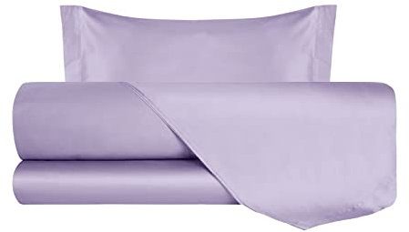 VANITA' DI RASO Completo letto Lenzuola di Raso una Piazza e Mezza, Made in Italy, Lenzuolo Piano 180x290cm + Lenzuolo Sotto con Angoli 120x190cm + 1 Federa a 2 Volani 50x80cm, Lilla