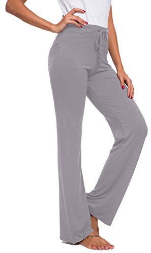 TownCat Trainingshose für Damen, Yoga-Hose, legere Yoga-Hose mit Kordelzug für Yoga und Jogger Hellgrau L