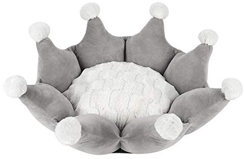beautyhe Hundebett Klein BeißEn rutschfeste Kreisförmig Krone Katzenbetten Weiche Bequeme HüLle Katzenkissen Waschmaschinenfest FüR Kleine Mittlere Hunde Katzen 50X56,Grey