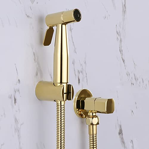 WC-Bidet Handbrause Set Gold Multifunktions Wasserhahn Wandmontage Mit Spritzpistole Kaltwasserhahn Bidet Handbrause Toilette Für Haustierbad/Körperpflege/WC,Einzelauslass