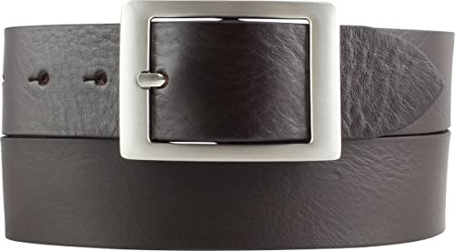 BELTINGER Jeansgürtel aus Vollrindleder 4 cm | Jeans-Gürtel für Damen Herren 40mm | Leder-Gürtel mit Doppel-Schließe | Braun 110cm