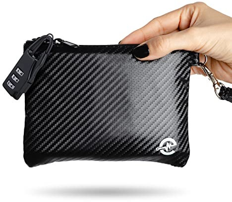 Epulse Kleine geruchsdichte Tasche, geruchsdichter Beutelbehälter, geruchsdichte Beutelaufbewahrung, kein Geruch, geruchsdicht, mit Karbonfutter, Schwarz, Small, Einzigartig