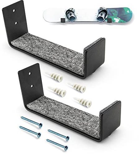 Alpinista Snowboard-Wandhalterung, massives Aluminium, für Zuhause und Garage, Snowboard-Aufbewahrung, 2 Stück
