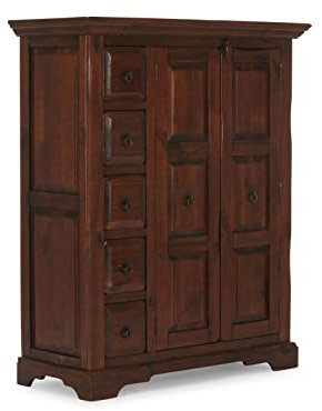 Woodkings® Highboard Catana Massivholz braun, Hochkommode antik Vintage Design, rustikale Kommode mit viel Stauraum durch 5Schubladen und 2 Türen, Landhaus Stil Wohnmöbel Pinie