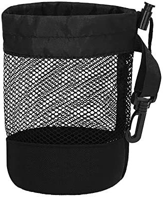 Tiardey 16 Golfballhalter, Golfballtasche, Aufbewahrungsnetz, Nylon-Mesh, Beutel mit Kordelzug, Schwarz, 16.5 x 14 cm
