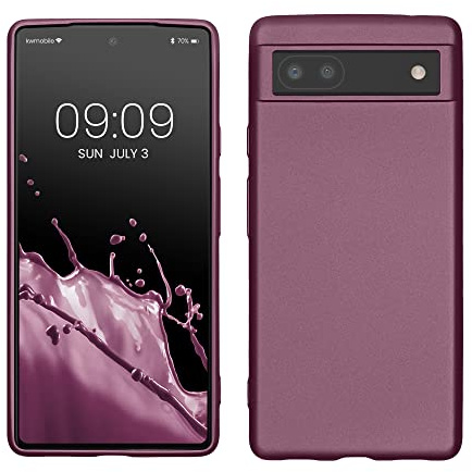 kwmobile Handyhülle für Google Pixel 6a Hülle - Silikon Case metallisch schimmernd - Schutzhülle Cover - Metallic Lavendel