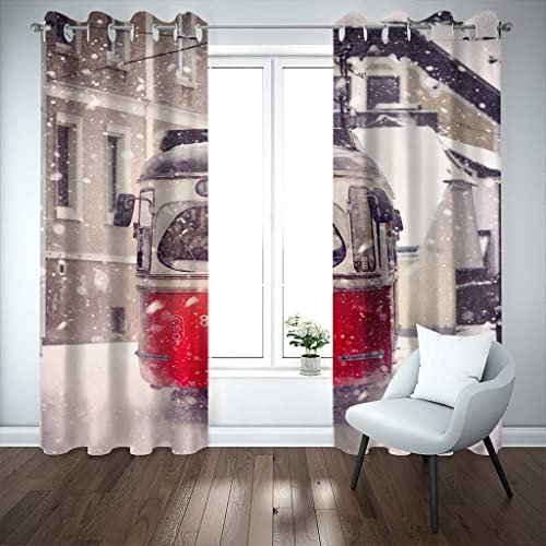 JGCAI 3D-Digitaldruck Verdunkelungsgardine Bus Auto Geräuschreduzierung Polyester Lichtundurchlässig Ösenvorhang Für Wohnzimmer Schlafzimmer Kinderzimmer Wohnkultur 280x260cm