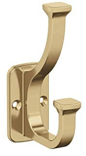 Amerock H37007CZ | Alder Double Prong Decorative Wall Hook | Champagne Bronze Hook for Coats, Hats, Backpacks, Bags | Hooks for Bathroom, Bedroom, Closet, Entryway, Laundry Room, Office