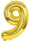 D2D | Party Balloon Zahl 9 XXL in Gold - Größe 100 cm - Folienballon - Zahlenballon - Geburtstagsdeko - Helium Ballon