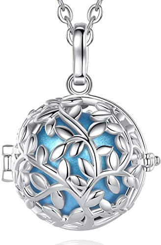 AEONSLOVE Collier Femme Enceinte Collier Bola Grossesse pour Future Maman Pendentif Grelot Enceinte Cage avec Boule Sonore Joujou de Bébé, Cadeau de Noël Naissance, Chaîne 114cm