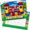 20 x Bouncy Castle Kids Birthday Invitations - A6 Double Sided Cards with Envelopes. Designed and Printed on the UK