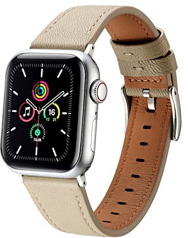 MUENShop Schafsfell Leder Armband Kompatibel mit Apple Watch Armband 41mm 40mm 38mm Premium Echte Leder Ersatzarmband Kompatibel mit Apple Watch Ultra Series 8 7 (45mm) SE 6 5 4 (44mm) 3 2 1(42mm)