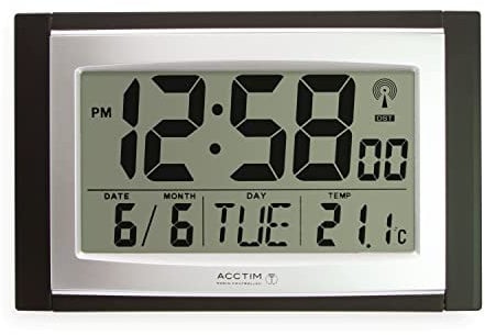 Acctim Wall Desk Clock, Black, Large Display