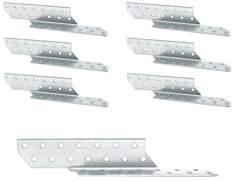 DOJA Barcelona | Sparrenpfettenanker | 210 x 32 mm | Rechts | 6er Pack | Schwerlast-Winkelverbinder | Rechtshändige Balkenverbinder für den Hochbau, Brücken, Holzverbinder für Latten, Leisten