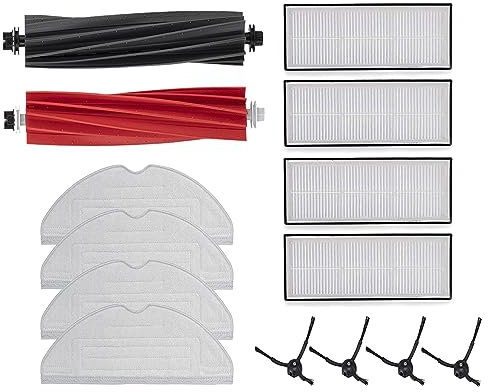 Rrochio Kit Accessoires Compatible avec Roborock S5, S5Max, S6, S6 Max et E, Pièces de Rechange avec Brosse Principale,Serpilliere,Filtres,Brosse Latérale,Filtres de Réservoir d'eau