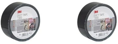 3M Cinta Americana Universal 1900, 50 mm x 50 m, color negro, 1 unidad (Paquete de 2)