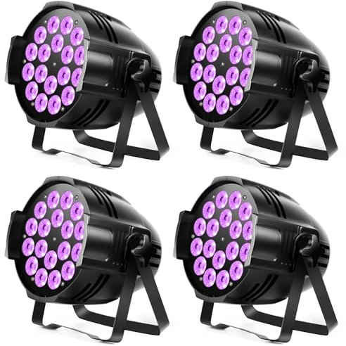 HOLDLAMP 4PCS 18 LED Par Scheinwerfer, 200W LED bühnenlicht 4 in 1 RGBW Bühnenbeleuchtung Scheinwerfer Par Strahler mit DMX 4/8CH für Party Disco Bar Familienfeiern Kirchen