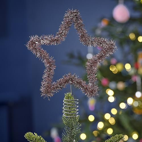Ginger Ray Christmas Pink Tinsel Tree Star Topper Decorative Accessory,20cm (H) x 20cm (W)