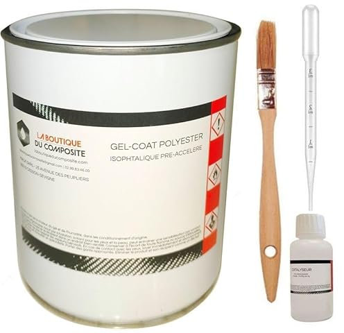La Boutique du Composite Gel Coat 1kg pour Bateau Fibre de Verre + catalyseur (JAUNE)