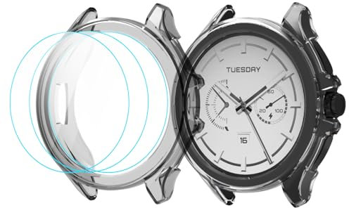 GIOPUEY Hülle + 3 flexibel Schutzfolie Kompatibel mit Xiaomi Watch 2 Pro, Soft TPU, Shock Resistant - Black