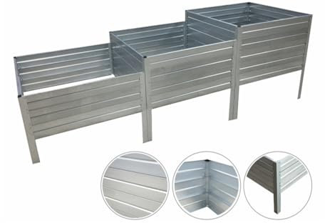 Garten-Hochbeet Verzinkter Stahl KLASIKA Garden Treppenform 225x75 cm, h-50-40-30 cm