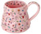 Large Ceramic Coffee Mug Pink Cute Flower with Handmade Big Handle, 20oz Girly Floral Tea Cup for Women Mothers Day Gifts, Novelty Irregular Oversized Mugs for Latte Tea Milk Cocoa