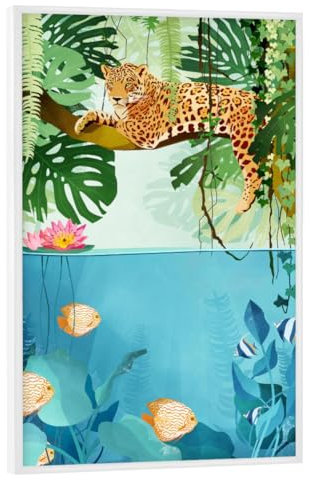 artboxONE Poster mit weißem Rahmen 45x30 cm Natur Dschungelfaulstag - Bild Dschungel Fische Kinder