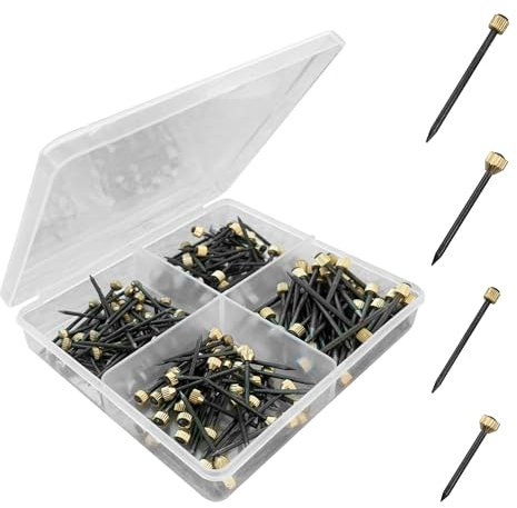 160 Piezas de 4 Tamaños Clavos para Marco de Fotos, Clavos para Colgar Cuadros,Cabeza de Latón,Clavos de Acero con Cabeza de Latón,para Colgar Marcos de Fotos,Suministros de Cocina,Manualidades