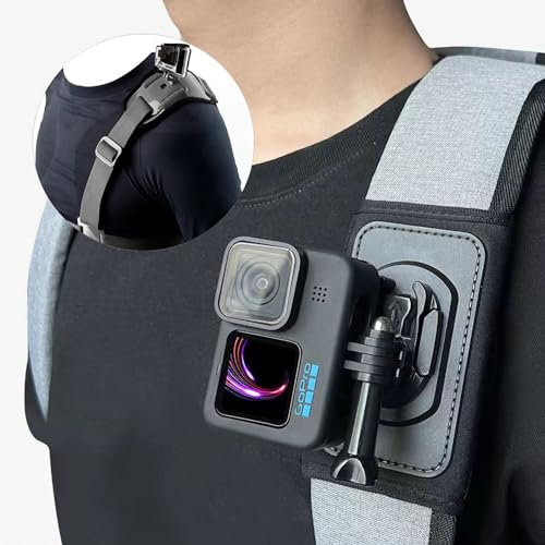 SRIKEKL Backpack Shoulder Strap Mount with Adjustable Shoulder Pad+Single Shoulder Mount Kit,Compatible with GoPro Hero 12/11,DJI Osmo Action 4/3,AKASO/Crosstour and Most Action Cameras