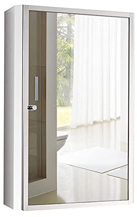 WLCNYL Spiegelschrank Edelstahl-Spiegelschrank Eintüriger Aufbewahrungsschrank Wandspiegelschrank Badezimmerschrank Spiegelkasten (Farbe: Silber, Größe: 35 * 50 *