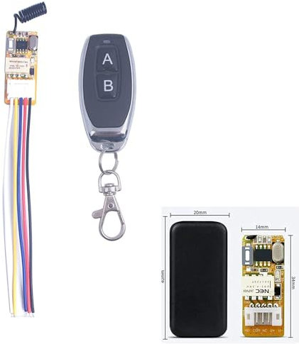 DC 3.3V 3.5V 3.7V 5V 12V 1A Micro Wireless Remote Control Relay Switch Momentary Low Wide Voltage Load Waterproof Controller Power Button ON OFF Receiver 433MHz (Latching-1* Remote Control)