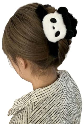 amangul Niedliche 3D-Tier-Haarklammern, weiche Haarklammer für Mädchen und Frauen, perfekt für Partys und Verabredungen, Panda-Schwarz