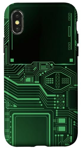 iPhone X/XS Motherboard Microchip Circuit IT Computer Background Green Case