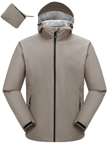donhobo Herren Übergangsjacke Funktionsjacke Leicht Wasserdicht Faltbare Regenjacken für Wandern, Radfahren, Camping, Outdoor (Grau, M)