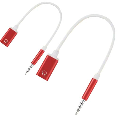 USB C to Aux Audio Dongle Cable Cord, 3.5mm male to type-c female Audio Cord 3.5mm Analog Cable Type-C Converter work with MP3 Players,Laptop,Tablet, Smartphone (2pcs Red)