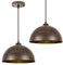 FRIDEKO HOME Moderne Pendelleuchte Esstisch,2 Stück Vintage Metall Lampenschirm Hängelampe E27 Fassung Hängeleuchte Deckenlampe für Küche Wohnzimmer Schlafzimmer Restaurant Bar,Ø30cm Rost