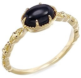 Tolldek Gold 14 Karat 585 Echt Gold Ring, Vintage Retro Eheringe mit Achat Schwarz Ovalschliff, 14K Gold Verlobungsring Trauringe Solitärring für Damen, Gold, Gr.48